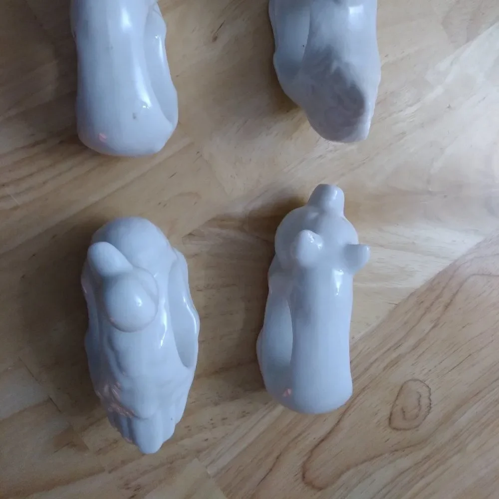 Vintage Ceramic Napkin Holder Farm Animals Pig Duck Rooster Set Of 4 Japan
